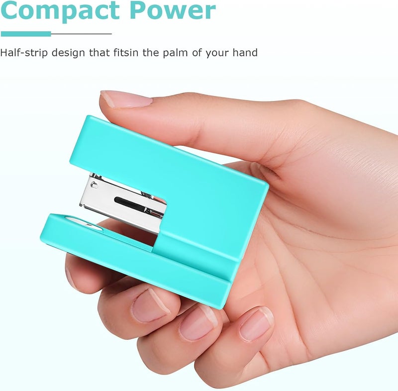 Yzkula Mini Stapler - Small Cute Desk Staplers - 25 Sheet Capacity with 830 Staples and Staple Remover, Desktop Stapler for Office, School, Home, Green - Image 3